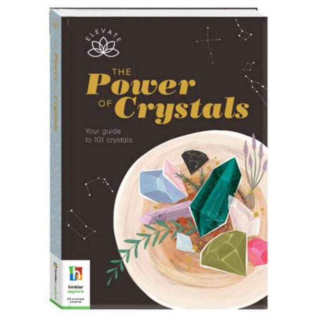 Hardback book *Elevate The Power of Crystals*, a 96-page guide to 101 crystals for emotional and spiritual growth.