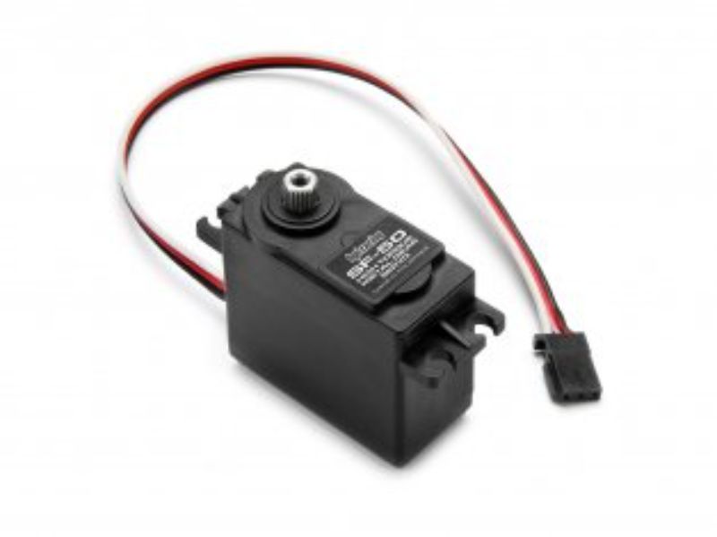 High-performance SF-50 metal gear servo with 12kg torque, ideal for HPI trucks and buggies, featuring Futaba J connector.
