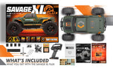 "Radio control car - Flux 1/8 Savage XL GTXL-1, a high-speed off-road monster truck with advanced 2.4GHz radio system."