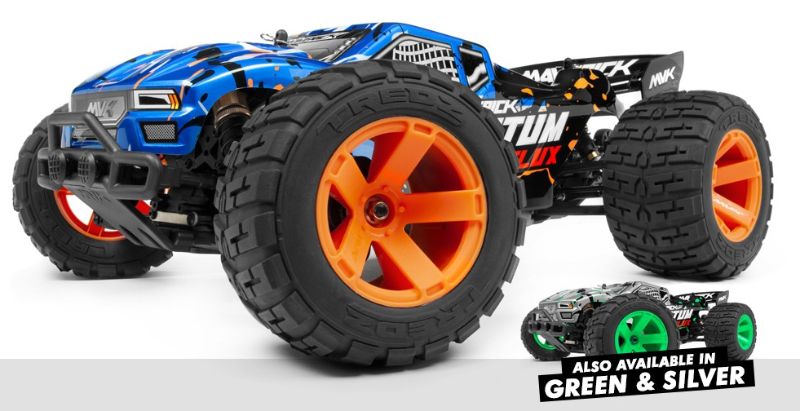 Radio Control Car - 1/10 Quantum XT Flux Blue, a high-speed 4WD truck with robust design, brushless motor, and all-terrain capability.