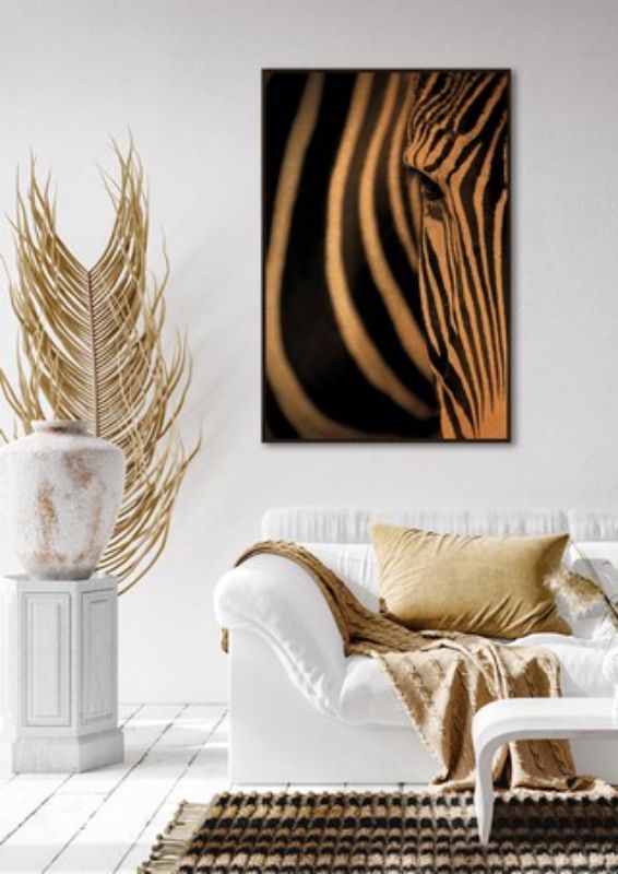 FRAMED CANVAS ART - SEPIA STRIPES (80 x 120cm)