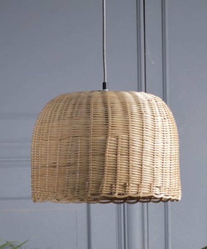 Rattan pendant light (39cm) adds bohemian elegance and warm glow, perfect for home decor and cafes.