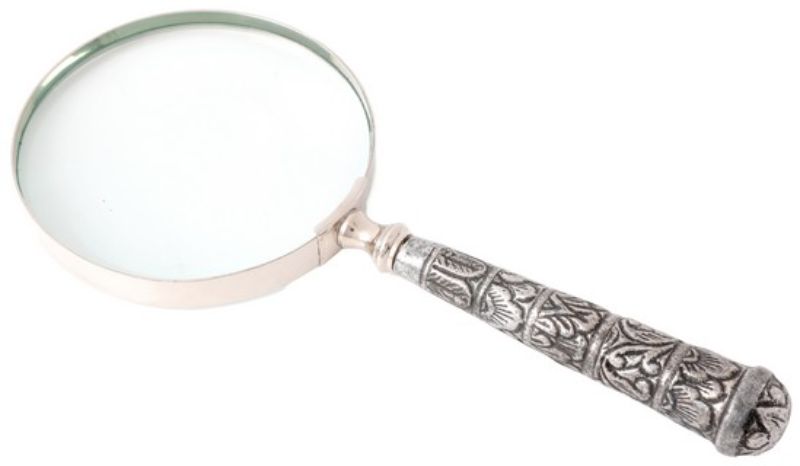 Lightweight 23cm aluminum magnifier with scratch-resistant lens and ergonomic handle for detailed examination and reading.