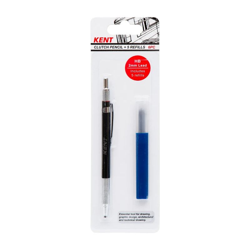 Kent Clutch Pencil 2mm Hb Includes 5 Refills