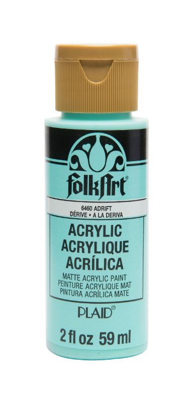 Light pastel blue Folk Art Acrylic Paint 2oz in ADRIFT 6460, perfect for arts, crafts, and various surfaces with matte finish.