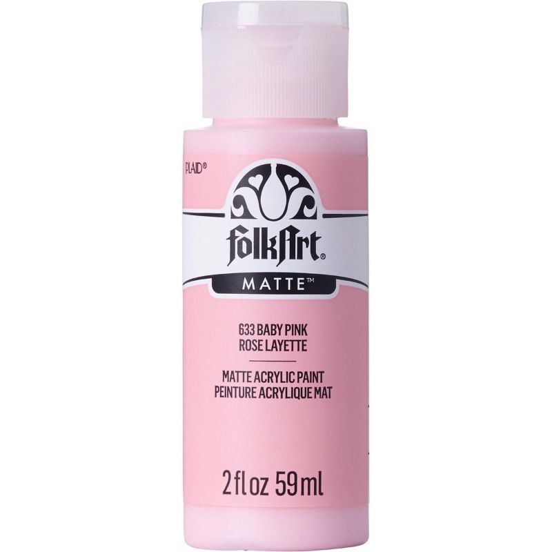 Folk Art Baby Pink Acrylic Paint 2oz for versatile crafting, ensures excellent coverage and a stunning matte finish.