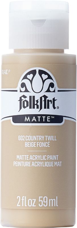 Folk Art Acrylic Paint in COUNTRY TWILL JA602, 2oz, ideal for blending on wood, canvas, and paper with a matte finish.