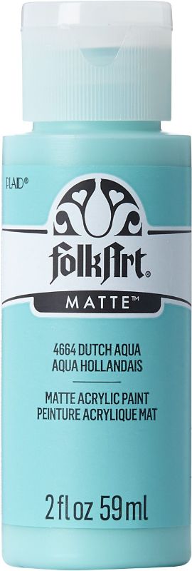 Folk Art Acrylic Paint 2oz in DUTCH AQUA 4664E, vibrant matte finish ideal for diverse surfaces and creative projects.