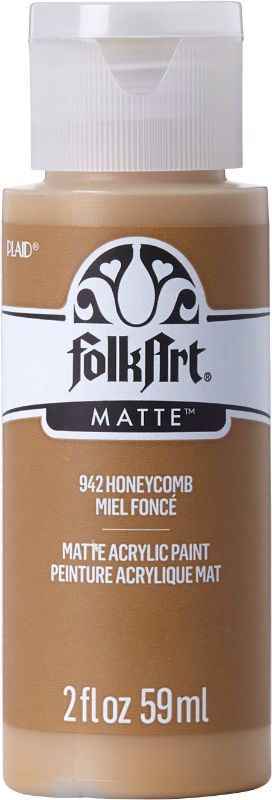 Bright HONEYCOMB Folk Art Acrylic Paint in a 2oz bottle, perfect for vibrant arts and crafts on various surfaces.