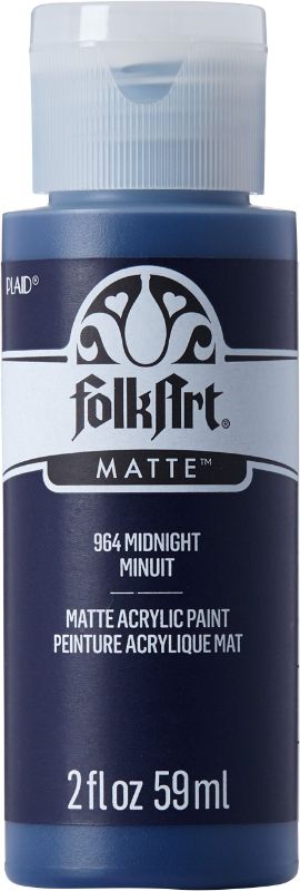 Folk Art Acrylic Paint 2oz in Midnight JA964, rich pigment for crafting on various surfaces with a smooth, matte finish.