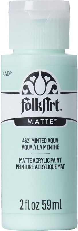 Folk Art Acrylic Paint in Minted Aqua, 2oz tube, perfect for blending and shading in arts and crafts projects.