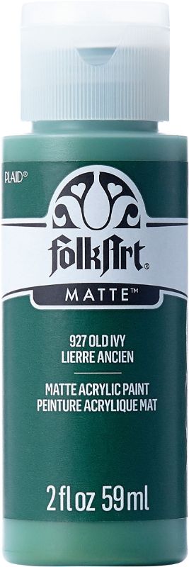 2oz bottle of Folk Art Acrylic Paint in Old Ivy shade, perfect for blending and versatile for various crafting surfaces.