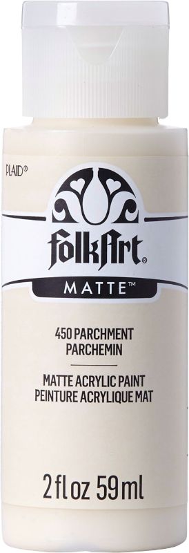 Folk Art Acrylic Paint Parchment 450M in 2oz, artist-quality with creamy consistency for rich blending and matte finish.