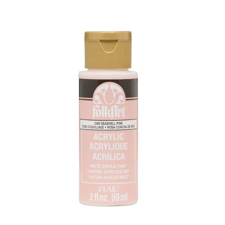 Seashell Pink Folk Art Acrylic Paint, 2oz/59ml, perfect for blending and shading on wood, canvas, and paper.