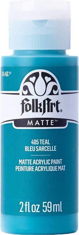 Folk Art Acrylic Paint 2oz in TEAL 405M, featuring a rich creamy texture for versatile use on various surfaces.