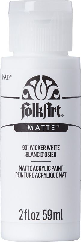 Folk Art Wicker White acrylic paint in 2oz, ideal for blending, shading, and versatile use on various surfaces.