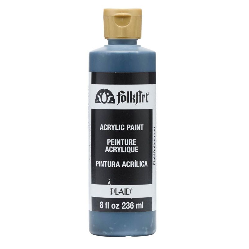 Folk Art Acrylic Paint in Licorice, 8oz, offers rich black color for versatile arts and crafts with excellent blending and coverage.