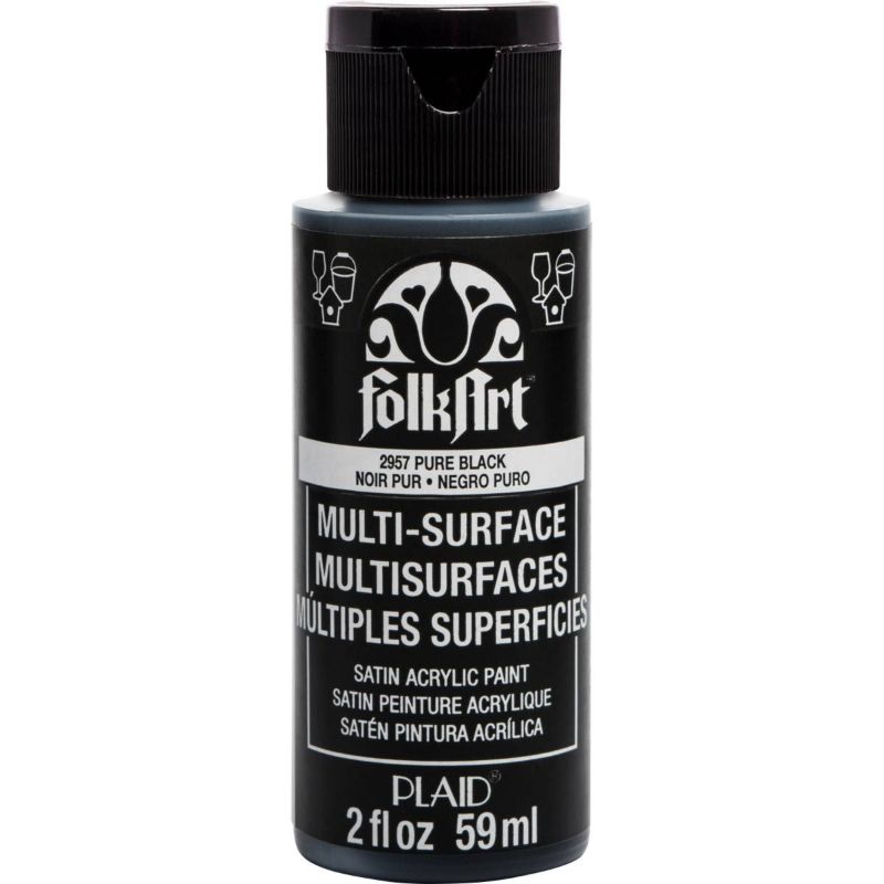 Folk Art Multi-surface Acrylic Paint 2oz/59ml PURE BLACK 2957