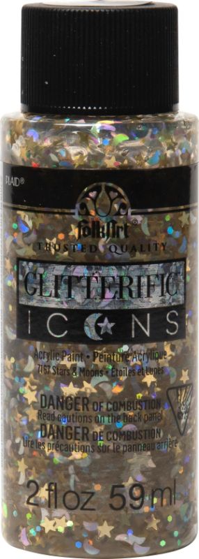 Folk Art Glitterific Icons Acrylic Paint 2oz/59ml STARS AND MOONS 7167