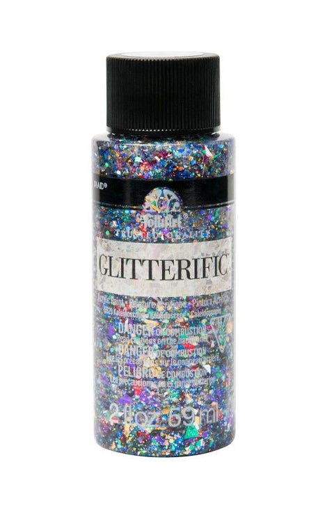 Folk Art Glitterific Acrylic Paint in Kaleidoscope, 2 oz, features vibrant glitter for a dazzling finish on various surfaces.