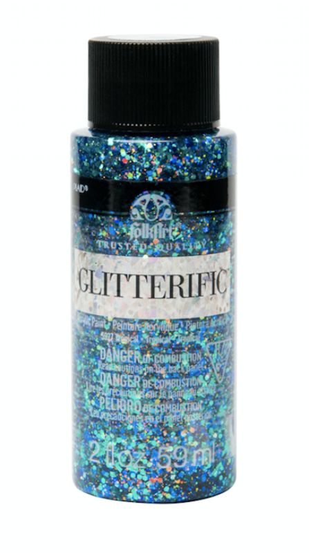 Glitterific Tropical acrylic paint in 2 oz bottle, features fine glitter in a clear base for dazzling arts and crafts effects.