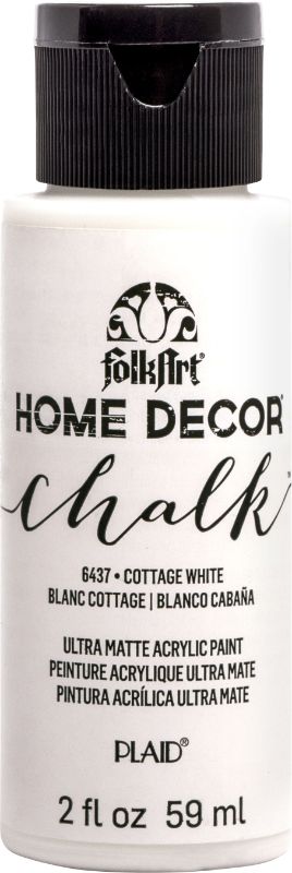 Folk Art COTTAGE WHITE chalk paint in 2oz, ultra-matte finish for versatile crafting and home decor projects.