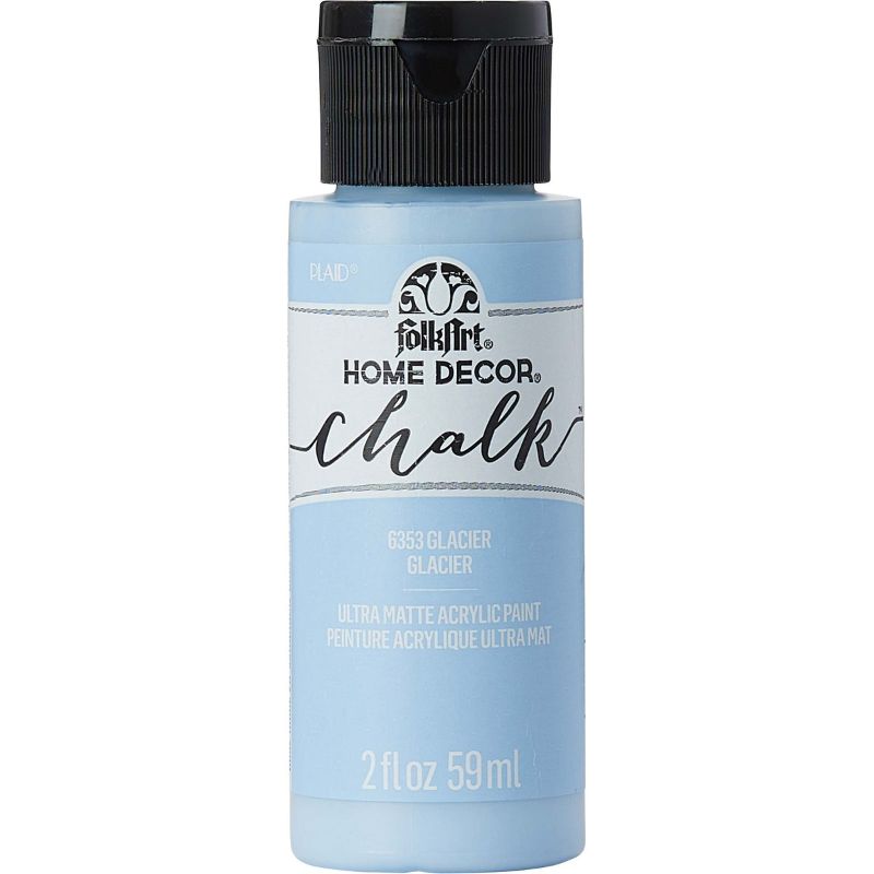 Folk Art Home Decor Chalk Acrylic Paint in GLACIER 6353, 2oz, ideal for creating ultra-matte finishes on various surfaces.