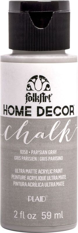 Folk Art PARISIAN GRAY chalk acrylic paint in a 2oz bottle, ideal for versatile home decor projects with an ultra-matte finish.