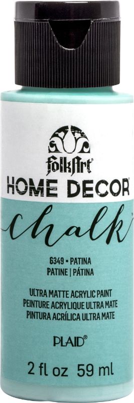 Folk Art Chalk Acrylic Paint in Patina 6349, 2oz, rich pigmented color for versatile DIY home decor transformation.