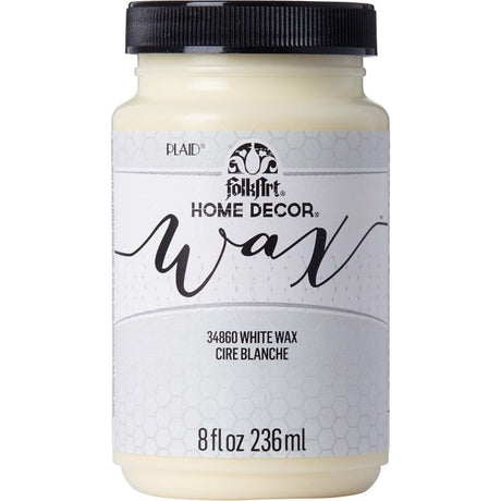 Folk Art Home Decor Wax 2oz in white, ideal for sealing DIY projects with a smooth, satin finish and easy application.