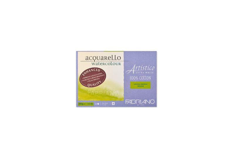 Fabriano Artistico Watercolour Enhanced Block 300gsm Rough Extra White 20 Sheets