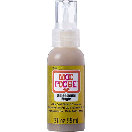 Mod Podge Dimensional Magic Glitter in Gold, 2oz bottle for adding shimmering dimension to crafts with an easy writer tip.