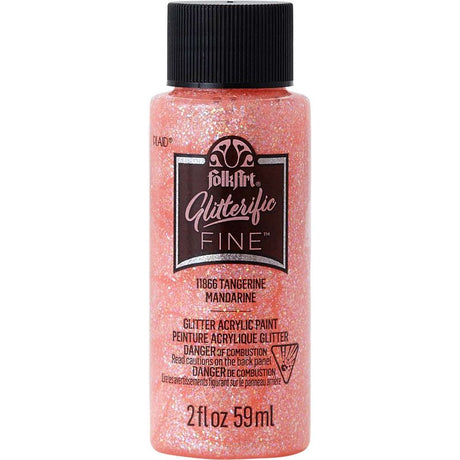 Vibrant Tangerine acrylic paint with fine glitter for dazzling arts and crafts, perfect for various surfaces and easy clean-up.