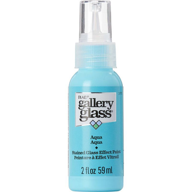 Vibrant AQUA T stained glass paint in a 59ml bottle, perfect for creating a realistic stained glass effect on various surfaces.