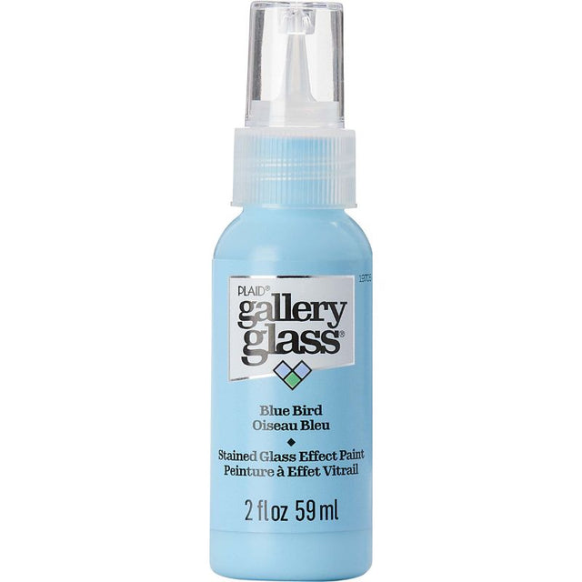 Vibrant Blue Bird stained glass paint by Plaid, ideal for creating realistic glass art with a smooth finish.