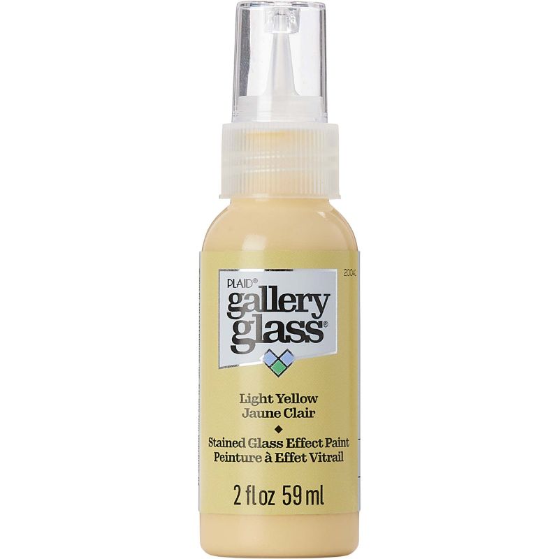 Light yellow stained glass paint in a 59ml bottle, ideal for DIY projects and creating vibrant glass art.