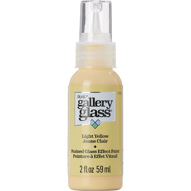 Light yellow stained glass paint in a 59ml bottle, ideal for DIY projects and creating vibrant glass art.