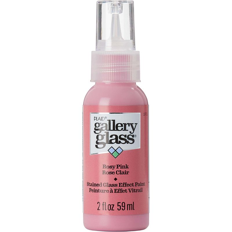 Rosy Pink stained glass paint in a 59ml bottle for vibrant, smooth, and easy glass art projects and decor creations.