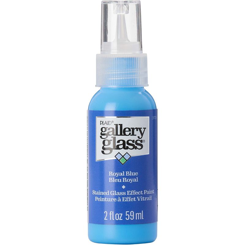 Royal Blue stained glass paint in a 59ml bottle, ideal for creating vibrant glass art with a realistic finish.