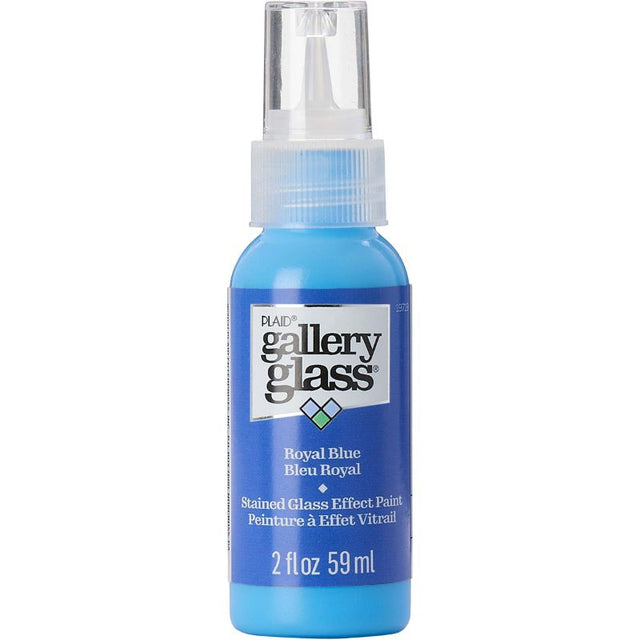 Royal Blue stained glass paint in a 59ml bottle, ideal for creating vibrant glass art with a realistic finish.