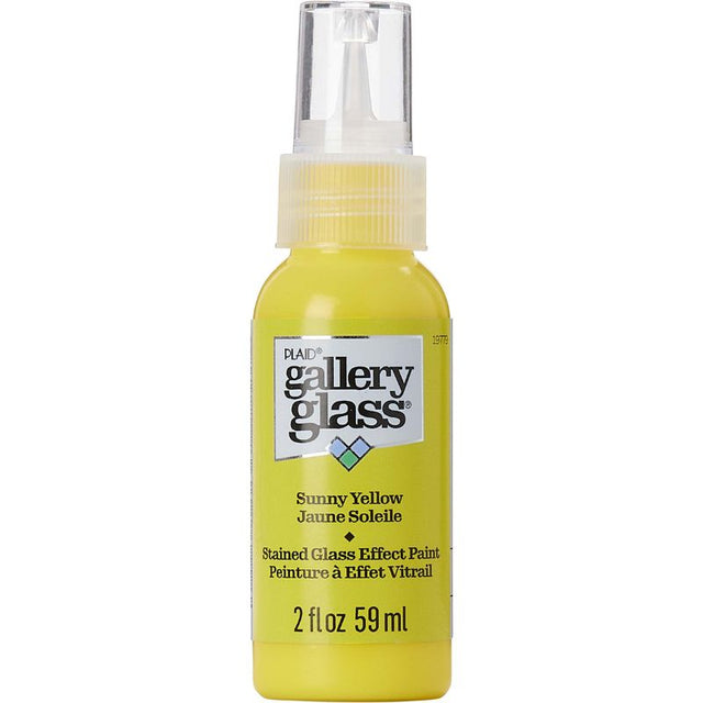 Bright SUNNY YELLOW stained glass paint in a 59ml bottle, perfect for DIY crafts and creating vibrant glass art.