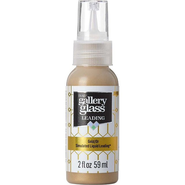 Liquid Leading Gold stained glass paint in 59ml, ideal for creating vibrant stained glass effects on various surfaces.