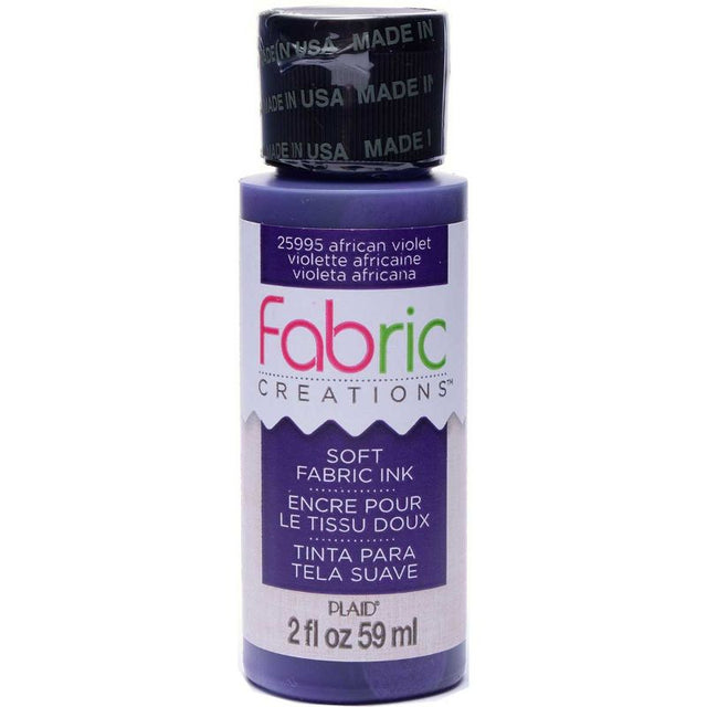 "2oz African Violet Soft Fabric Ink for DIY projects, ideal for stamping, stenciling, and painting on textiles."