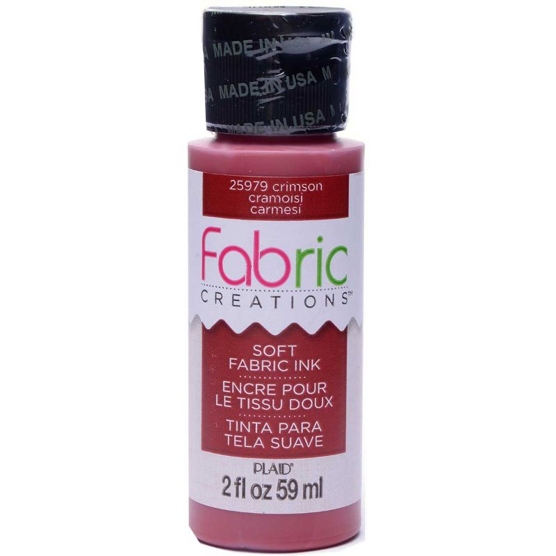 Vibrant crimson fabric ink in a 2oz bottle, perfect for DIY projects, stamping, and stenciling on textiles.