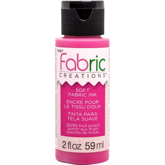 Vibrant FRUIT PUNCH fabric ink in a 2oz bottle, perfect for DIY stamping, stenciling, and painting on textiles.