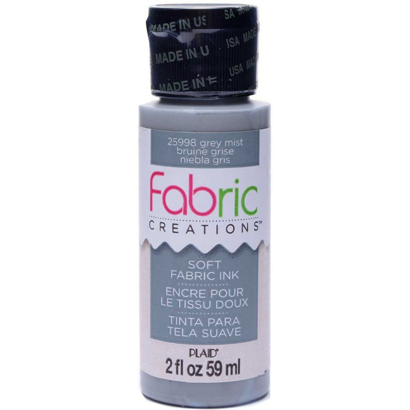 Soft Fabric Ink in Grey Mist for creative textile projects, ideal for stamping and painting; non-toxic and machine-washable.