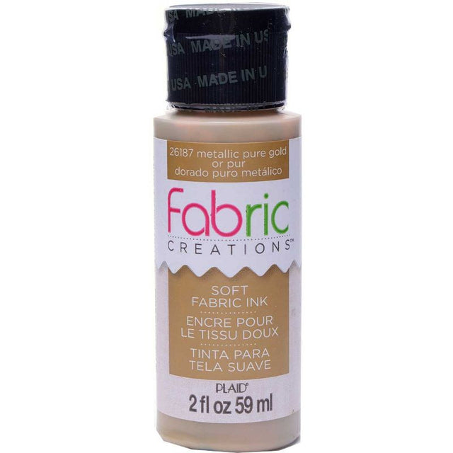 Bottle of Fabric Creations Soft Fabric Ink in GOLD, 2oz, perfect for DIY fabric projects and techniques like stamping and stenciling.