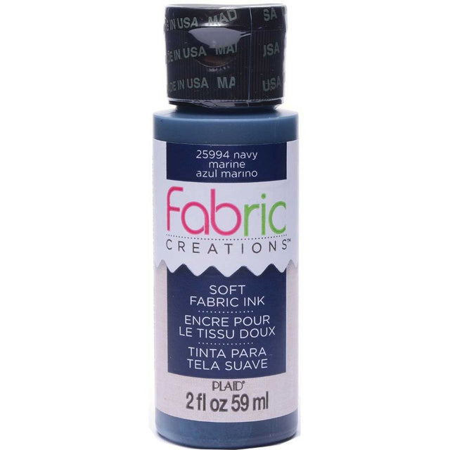 Navy 2oz fabric ink ideal for DIY fashion; non-toxic, water-based, machine-washable for vibrant, soft designs.