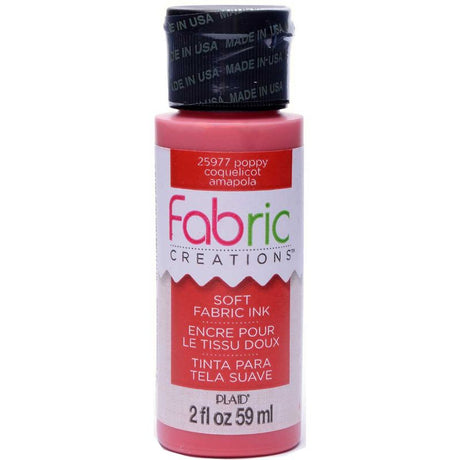 Vibrant 2oz Fabric Creations Soft Fabric Ink in POPPY, perfect for DIY stamping and stenciling on textiles.