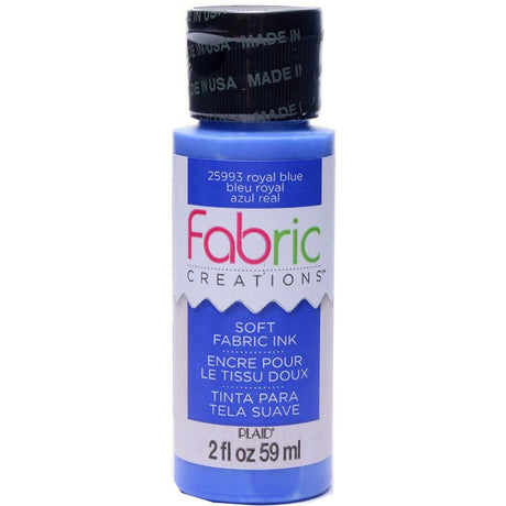 Vibrant 2oz ROYAL BLUE fabric ink for DIY crafts, dries soft, machine-washable, ideal for stamping and stenciling.